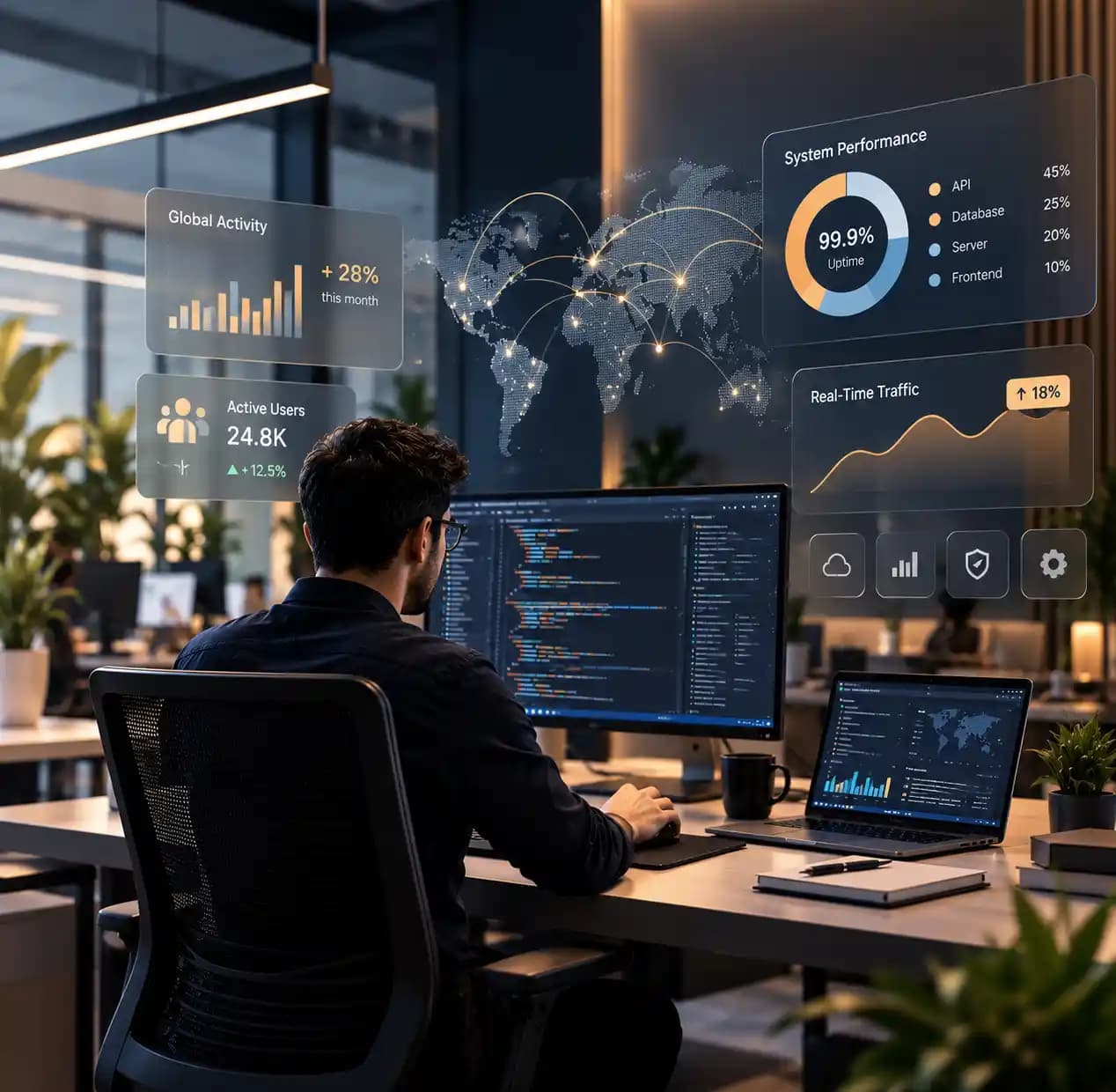 Elexoft AI software development team working with advanced digital technology